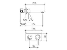 Caroma Liano Wall Basin Mixer (5 Star)