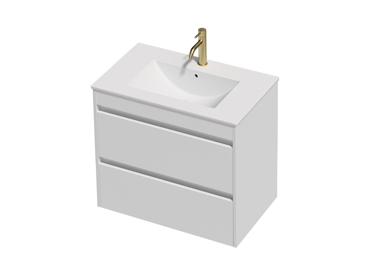 Posh Domaine Twin 750 2 Drawer Wall Hung White Console Top Matte White