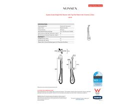 Specification Sheet - Sussex Scala Single Rail Shower with Top Rail Water Inlet Chrome (3 Star)