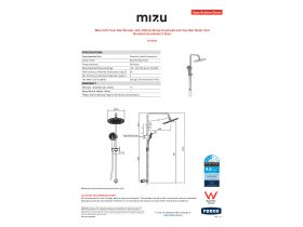 Specification Sheet - Mizu Drift Twin Rail Shower with 300mm Brass Overhead and Top Rail Water Inlet Brushed Gunmetal (3 Star)