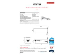 Specification Sheet - Mizu Bloc Basin/Bath Outlet 160mm Chrome (6 Star) Lead Free