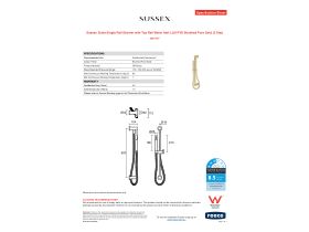 Specification Sheet - Sussex Scala Single Rail Shower with Top Rail Water Inlet LUX PVD Brushed Pure Gold (3 Star)