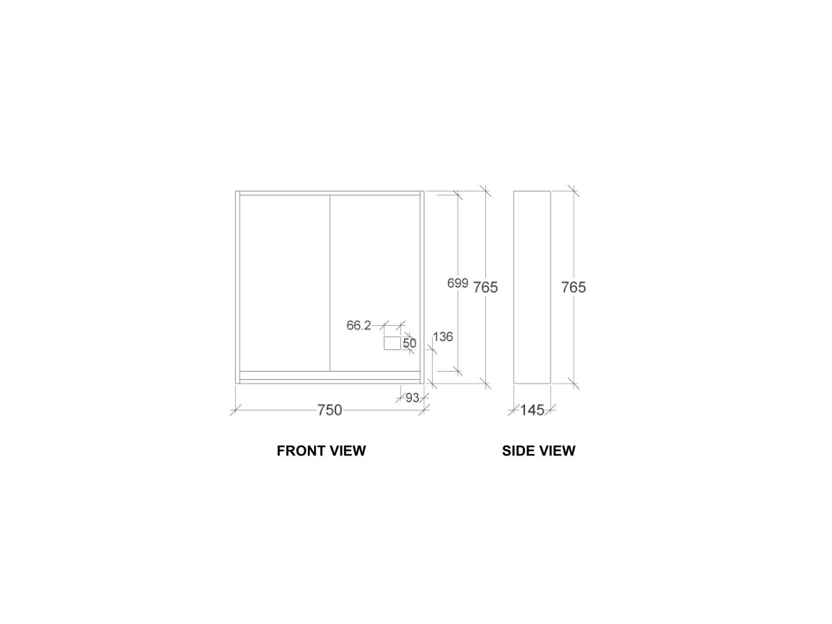 Kado Aspect 750mm Mirror Cabinet Two Doors