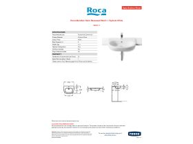 Specification Sheet - Roca Meridian Semi Recessed Basin 1 Taphole White