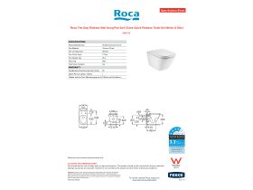 Specification Sheet - Roca The Gap Rimless Wall Hung Pan Soft Close Quick Release Toilet Set White (4 Star)