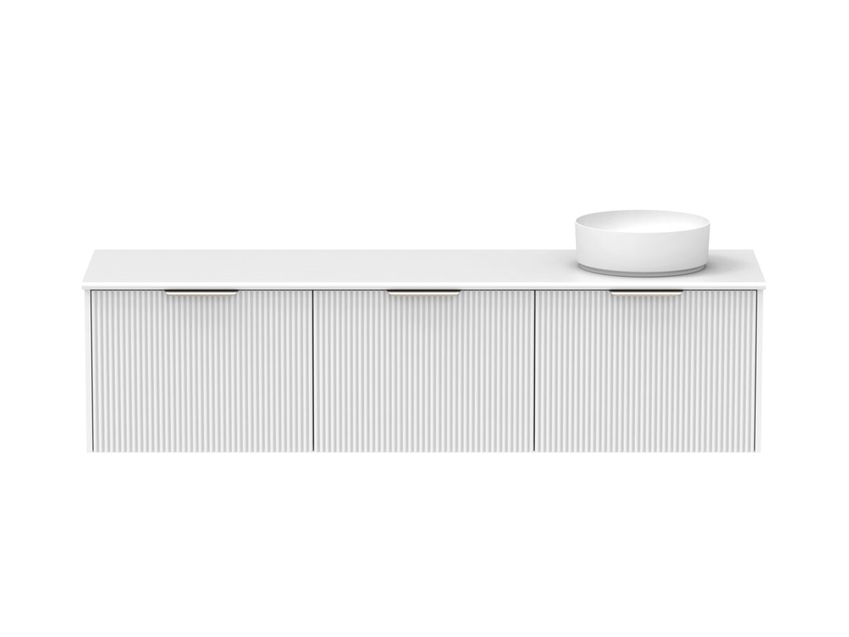 Supporting Image - Kado Neue Fluted Square All Drawer 1800mm Wall Hung Vanity with Right Hand Basin 20mm Top Ultra White