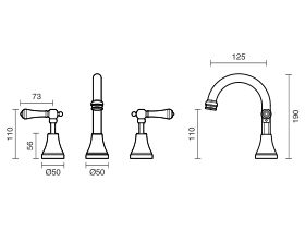 Kado Era Basin Set Fixed Lever Porcelain Handle (5 Star)
