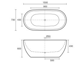 Kado Lux Petite Freestanding Bath 1500mm
