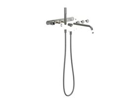 Hero - Faucet Strommen Vara Disc Wall Bath Tap Set with Handshower Trimset Brushed Graphite (3 Star) Lead Free