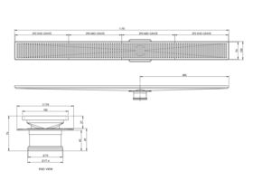 Mizu Shower Channel Waste 1200mm Long Brushed Chrome Finish