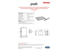 Specification Sheet - Posh Solus Tile Over Shower Tray with 1140mm Long Rear Matte Black Tile Insert Channel Suits Tiles 9mm and up (For 3 Wall / Alcove Install) 1200mm x 900mm