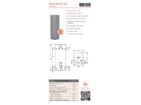 Specification Sheet - Rheem 125L Electric Hot Water System
