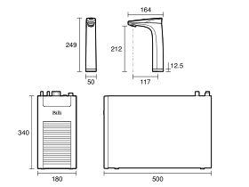 Technical Drawing - Billi Touch Motion Boiling Chilled Tap Eco Small Capacity for Up To 10 People