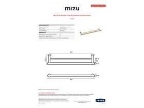 Specification Sheet - Mizu Drift Double Towel Rail 600mm Brushed Brass
