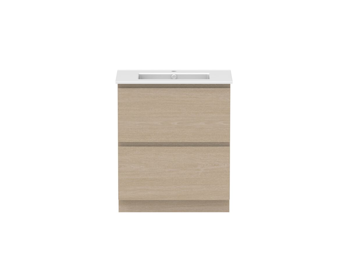 Hero - Posh Domaine All-Drawer Twin 750mm Floor Mounted Vanity Unit Matte White Ceramic Top Centre Basin