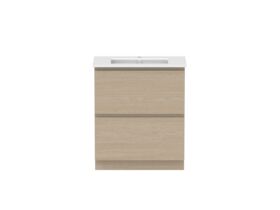 Hero - Posh Domaine All-Drawer Twin 750mm Floor Mounted Vanity Unit Matte White Ceramic Top Centre Basin