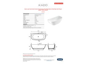 Specification Sheet - Kado Lussi Cast Solid Surface Freestanding Thin Edge Back to Wall Bath with Plug & Waste 1700mm White