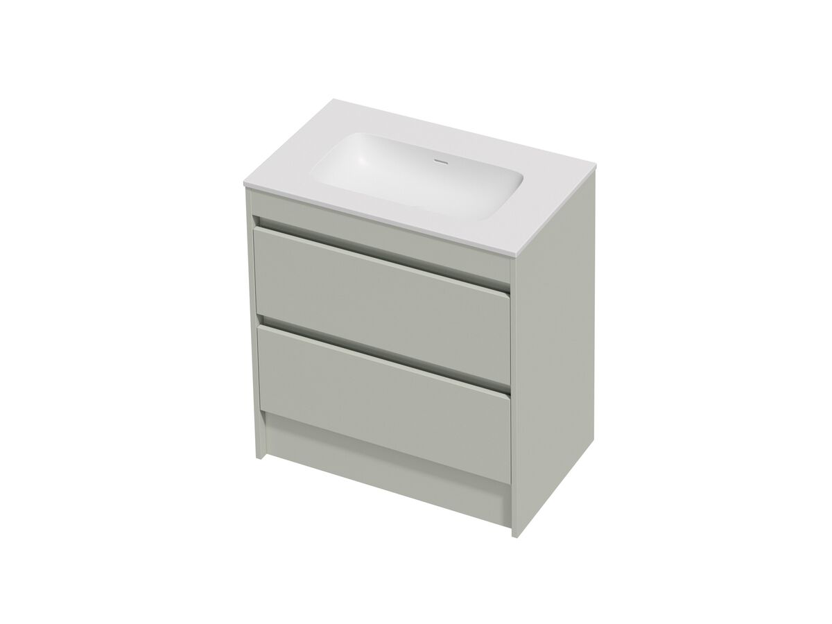 Hero - Posh Domaine Twin 750 2 Drawer Floor Standing Vanity Colour Console Top Matte White Mineral Cast No Taphole