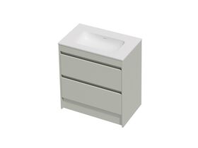Hero - Posh Domaine Twin 750 2 Drawer Floor Standing Vanity Colour Console Top Matte White Mineral Cast No Taphole