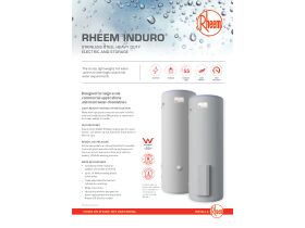 Specification Sheet - Rheem Induro Heavy Duty Electric Storage Stainless Steel