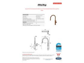 Specification Sheet - Mizu Drift Pull Out Gooseneck Sink Mixer Curve 2 Function Brushed Bronze (5 Star) Lead Free