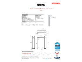 Specification Sheet - Mizu Bloc Extended Basin Mixer Chrome (6 Star) Lead Free