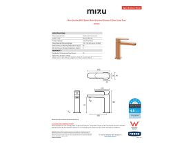 Specification Sheet - Mizu Soothe MK2 Basin Mixer Brushed Bronze (6 Star) Lead Free