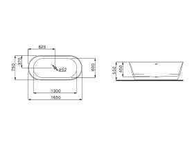 LAUFEN Pro Freestanding Bath with Overflow 1650x750 White
