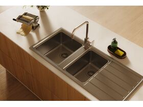 In Situ - Memo Oscar Inset Left Hand 1 & 1/2 Bowl & Drainer Sink Overflow 1 Taphole