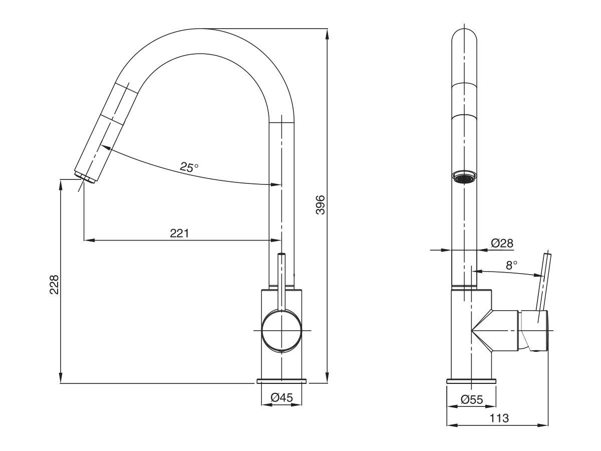 Mizu Drift MK2 Gooseneck Pull Out Sink Mixer Tap (4 Star)