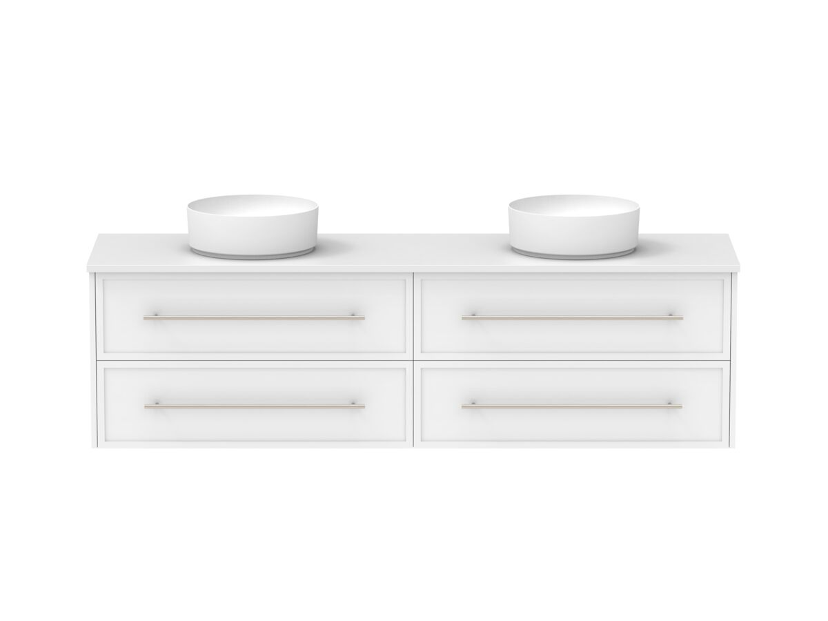 Supporting Image - Kado Lux All Drawer 1800mm Wall Hung Vanity Double Basin 20mm - White Shaker Front