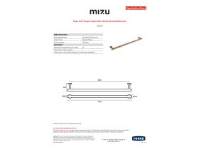 Specification Sheet - Mizu Drift Single Towel Rail 700mm Brushed Bronze