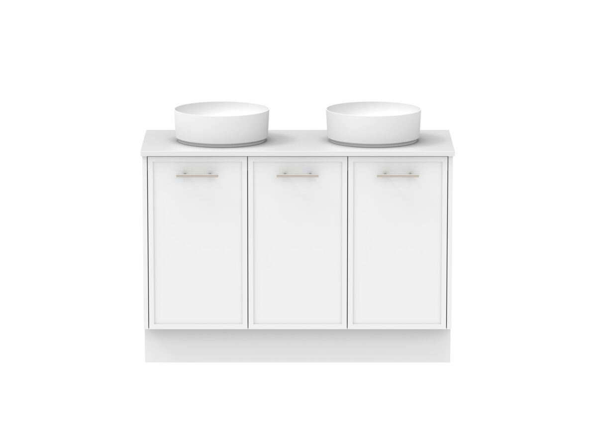 Supporting Image - Kado Lux All Door 1200mm Floor Mounted Vanity Double Basin 20mm - White Shaker Front
