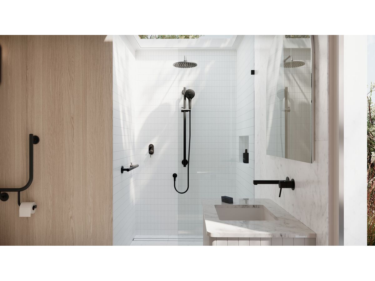 In Situ - Mizu Commercial Bathroom - Independent Straight Handshower Grab Rail Kit 3 function - Matte Black