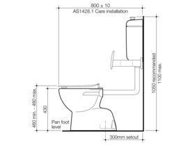 Caroma Care 400 Bottom Inlet Toilet Suite S Trap with Caravelle Double Flap Seat White (4 Star)