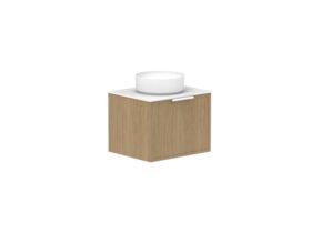 Hero - Kado Lux Slim All Drawer 600mm Wall Hung Vanity with Centre Basin Durasein 12mm Top Boston Oak