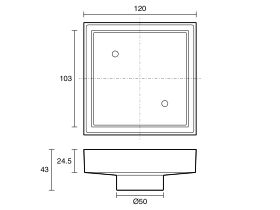 Technical Drawing - Mizu Drift Tile Insert Waste 50mm Chrome