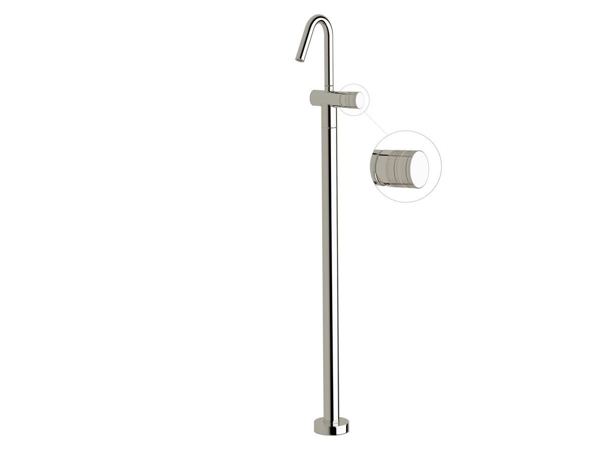 Sussex Pure Floor Mounted Basin Mixer Tap with Cirque Textured Handle Chrome (5 Star)