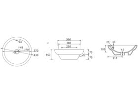 Kado Lux Round Semi Inset Basin 430mm 0 Taphole White