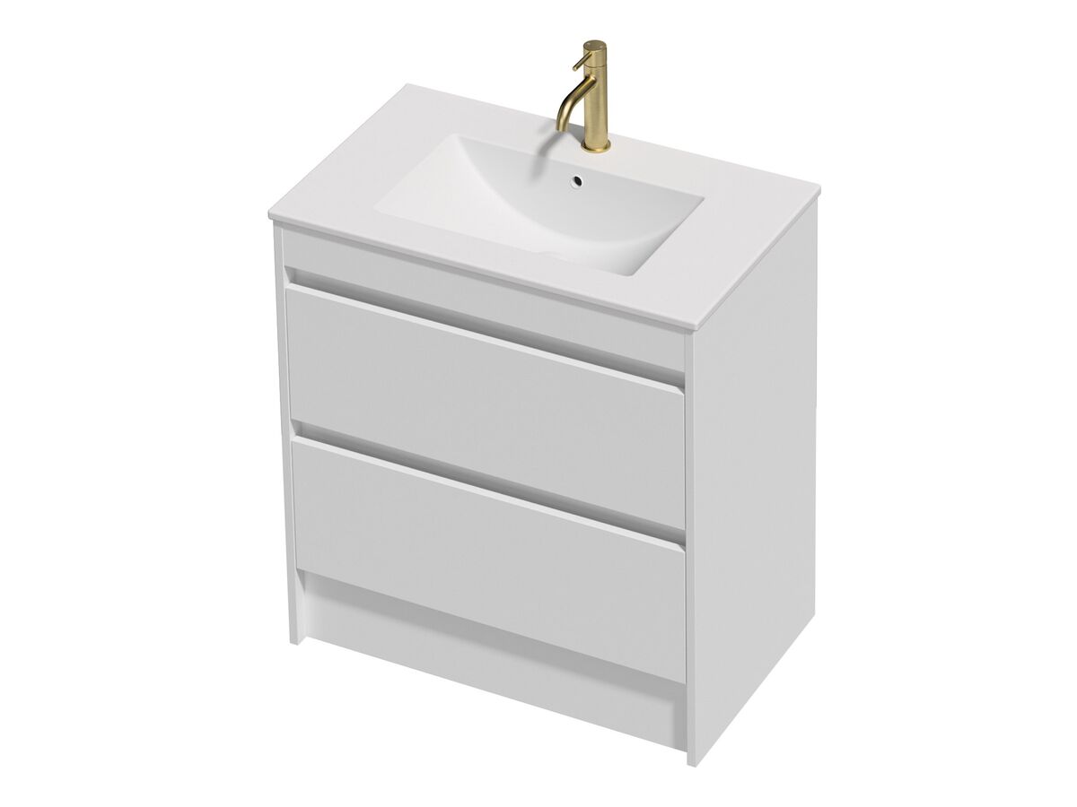 Posh Domaine Twin 750 2 Drawer Floor Standing White Console Top Matte White