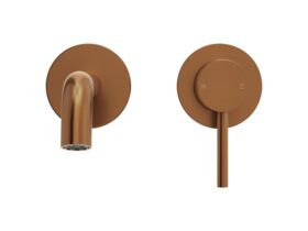 Supporting Image 2 - Mizu Drift Wall Basin / Bath Mixer Set with Curved Spout 2 Piece Kit Brushed Bronze (6 Star) Lead Free - Front