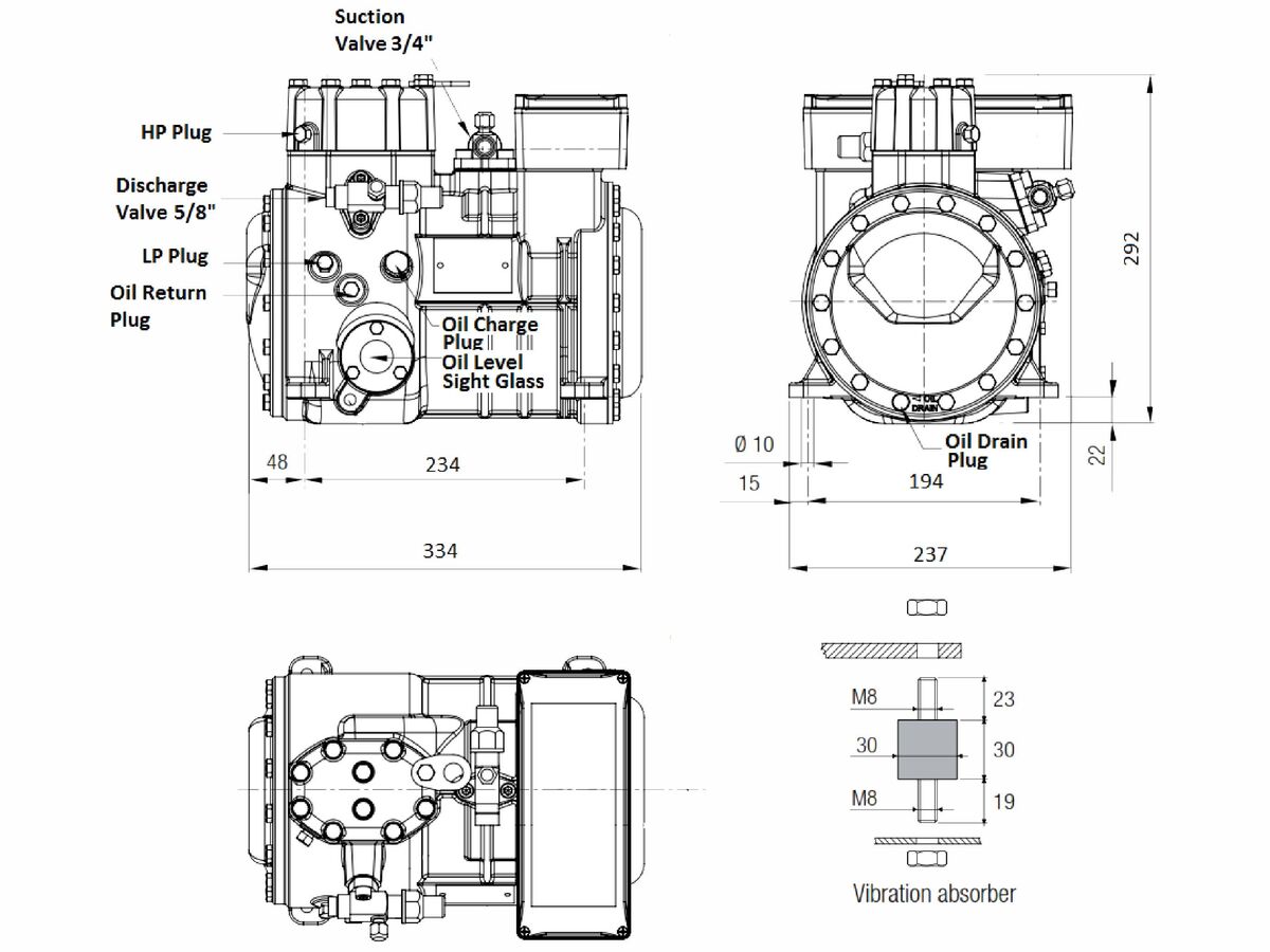Tecumseh Semi Hermetic Compressor SH4536Z