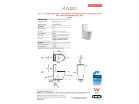 Specification Sheet - Kado Lux Close Coupled Back To Wall Rimless Overheight Back Inlet Toilet Suite with Thin Soft Close Quick Release Seat (4 Star)