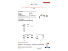 Specification Sheet - Sussex Pure Elemental Wall Bath Hostess System 160mm PVD Brushed Nickel