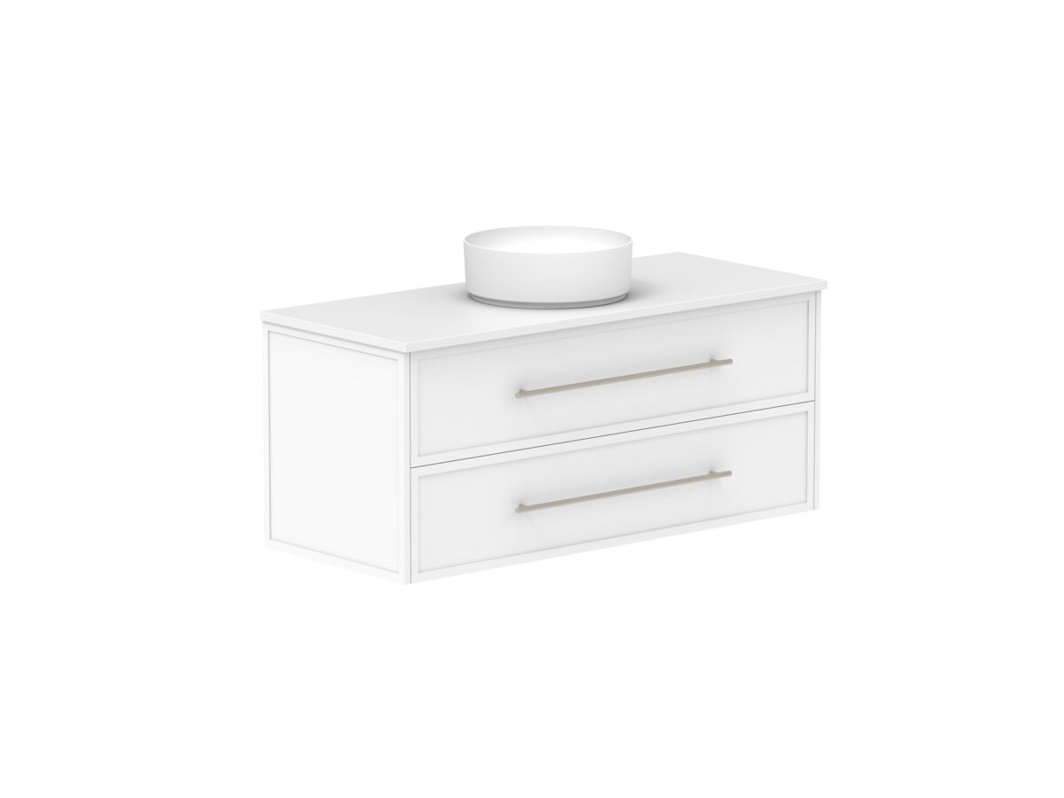 Supporting Image - Kado Lux All Drawer 1200mm Wall Hung Vanity Centre Basin 20mm - White Shaker Angle