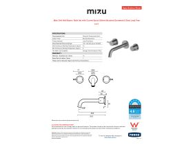 Specification Sheet - Mizu Drift Wall Basin / Bath Set with Curved Spout 200mm Brushed Gunmetal (6 Star) Lead Free