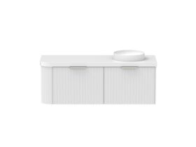 Supporting Image - Kado Neue Fluted Single Curve All Drawer 1350mm Wall Hung Vanity with Right Hand Basin Durasein 50mm Top Ultra White