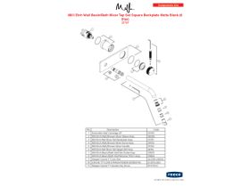 Component Listing - Milli Etch Wall Basin/Bath Mixer Tap Trimset Square Backplate Matte Black (6 Star)