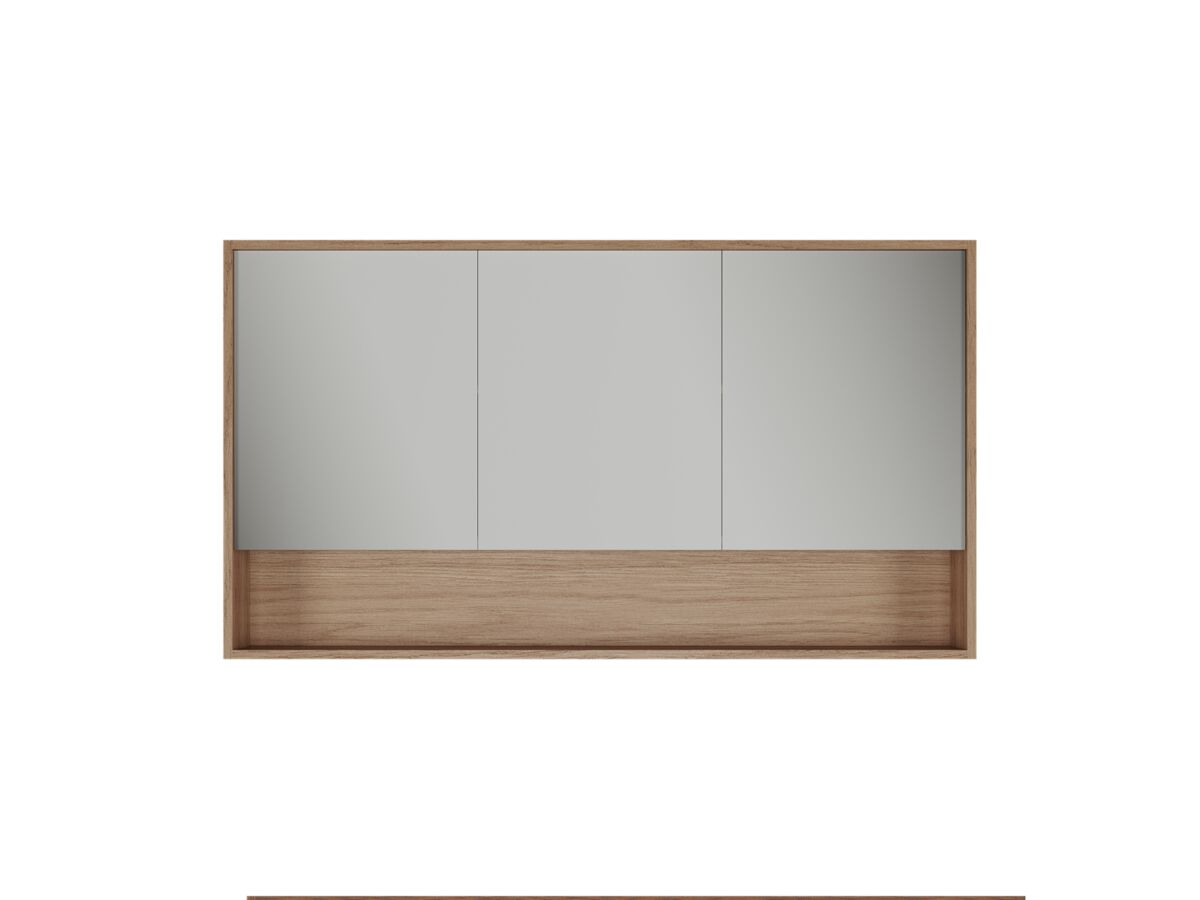 Supporting Image - Kado Aspect 1500mm Mirror Cabinet Three Doors with Shelf and Surround View - Boston Oak