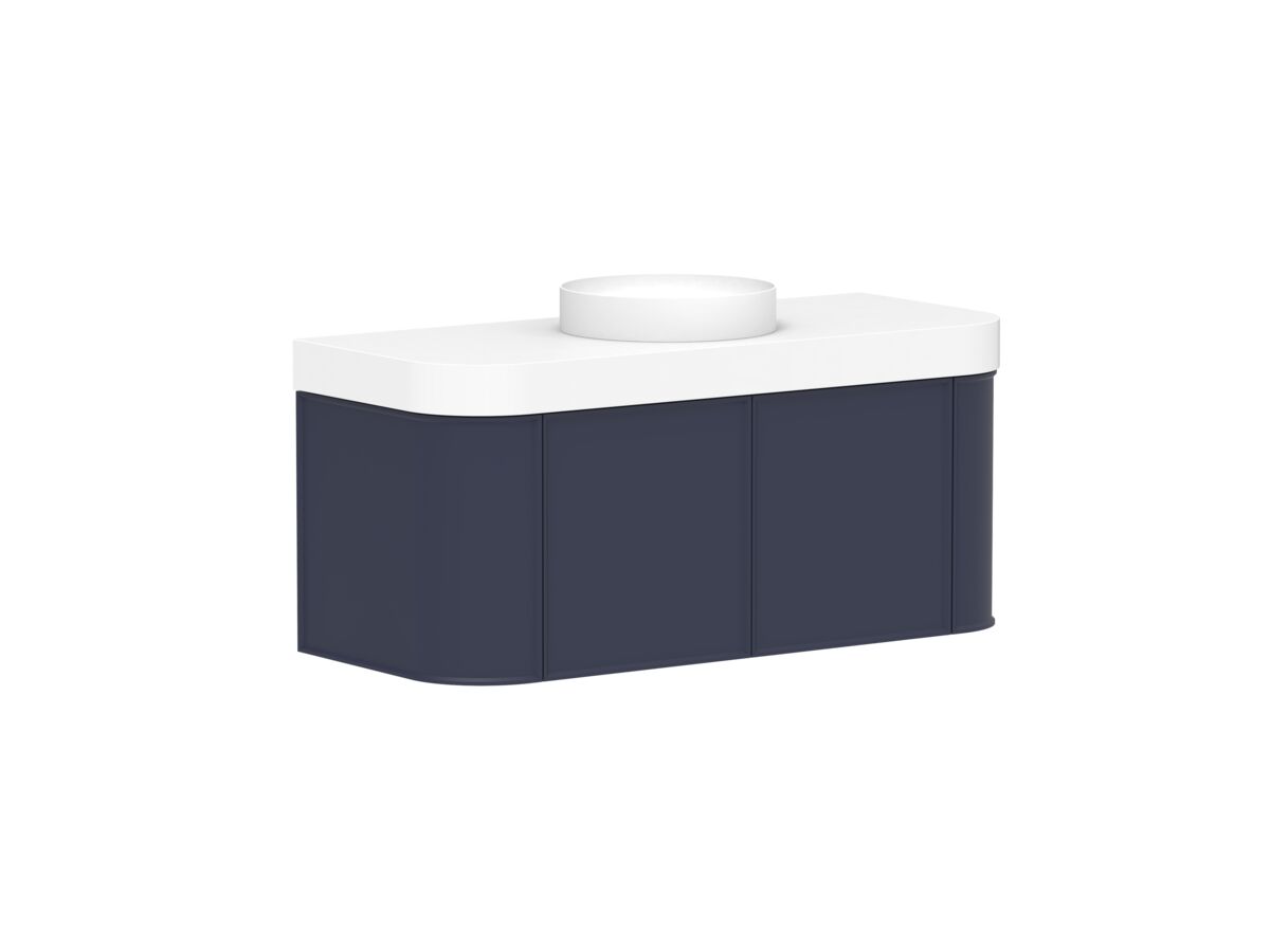 Supporting Image 2 - Kado Era Double Curve All Door 1200mm Wall Hung Vanity Centre Basin 90mm Durasein Top Royal Battle Blue